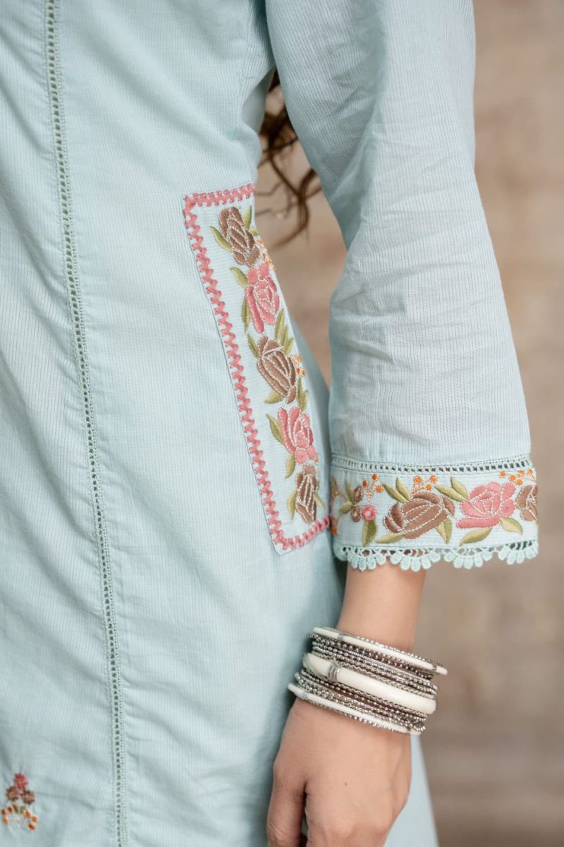 Tlc Vol 100 Silly Cotton Mirror Embroidered Kurti With Bottom Dupatta Set — Wholesale Kurtis wholesale from Surat — view 3
