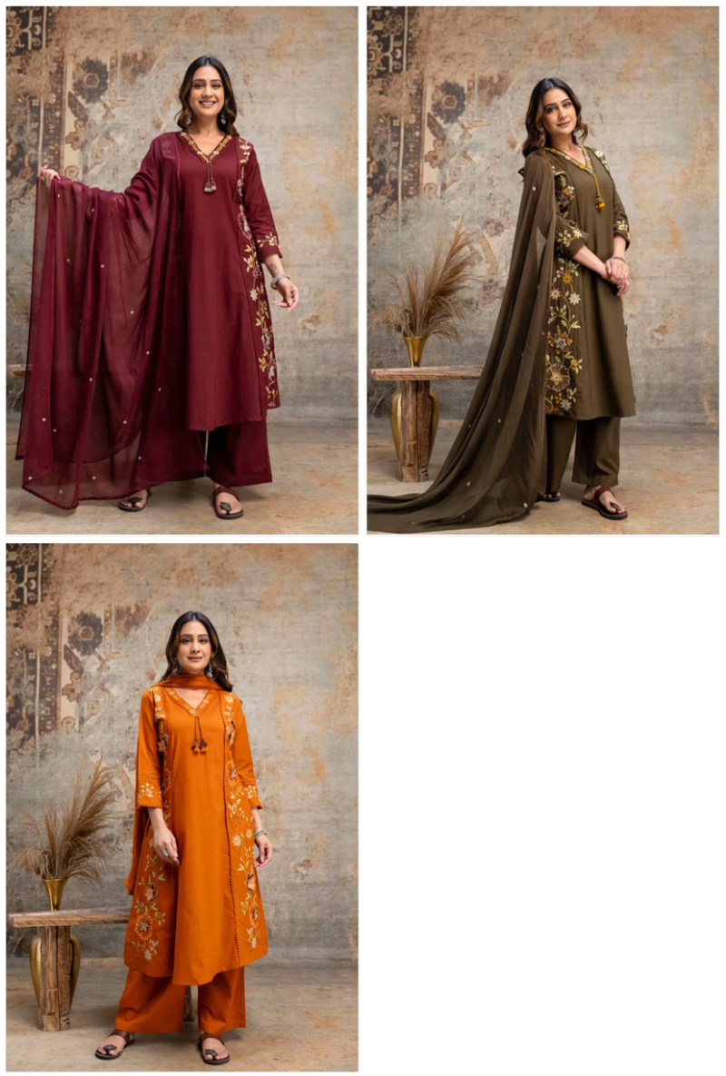 Tlc Vol 116 Cotton Embroidered Designer Kurti With Bottom Dupatta Set — Wholesale Kurtis, Vardan Ethnic wholesale from Surat — view 4
