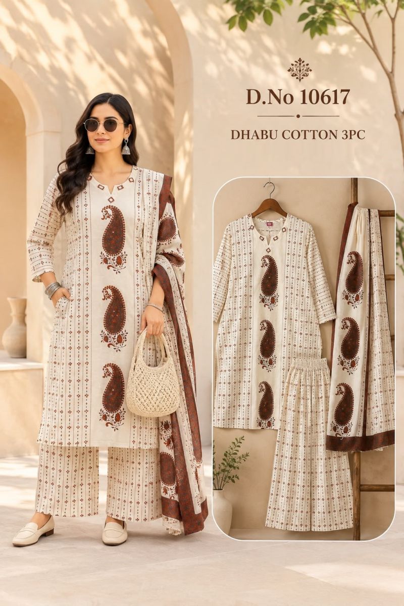 Tlc Vol 118 Dhabu Cotton Printed Kurti With Bottom Dupatta Set — Wholesale Kurtis, Vardan wholesale from Surat — Photo 2