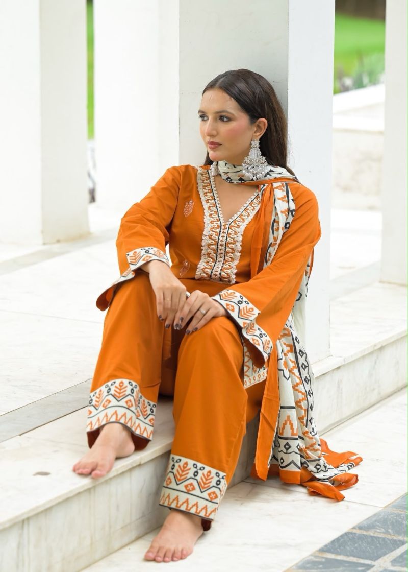 Tlc Vol 122 Cotton Embroidered Kurti with Bottom Dupatta Catalog — Wholesale Kurtis, Vardan Ethnic wholesale from Surat — Photo 3