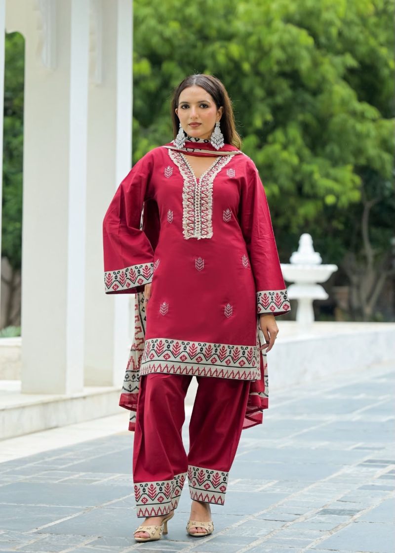 Tlc Vol 122 Cotton Embroidered Kurti with Bottom Dupatta Catalog — Wholesale Kurtis, Vardan Ethnic wholesale from Surat — Photo 5