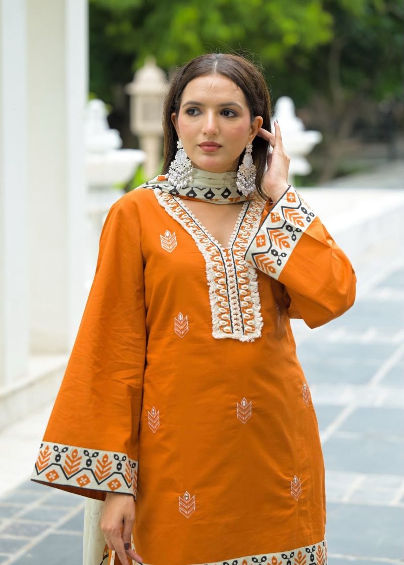 Tlc Vol 122 Cotton Embroidered Kurti with Bottom Dupatta Catalog — Wholesale Kurtis, Vardan Ethnic wholesale from Surat — Photo 8