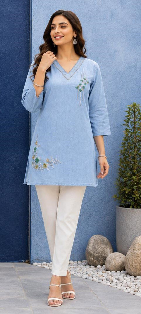 Tlc Vol 98 Denim Embroidered Kurti Catalog — Kurti wholesale from Surat — view 3