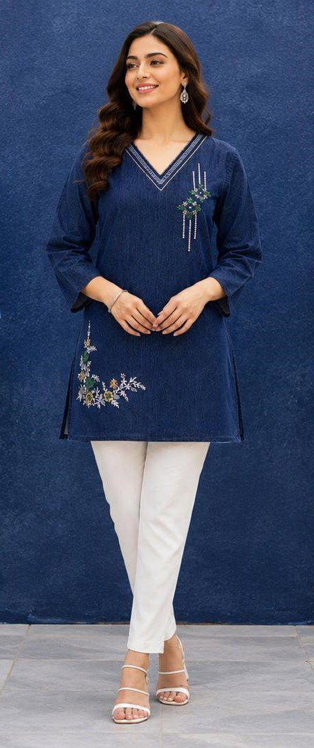 Tlc Vol 98 Denim Embroidered Kurti Catalog