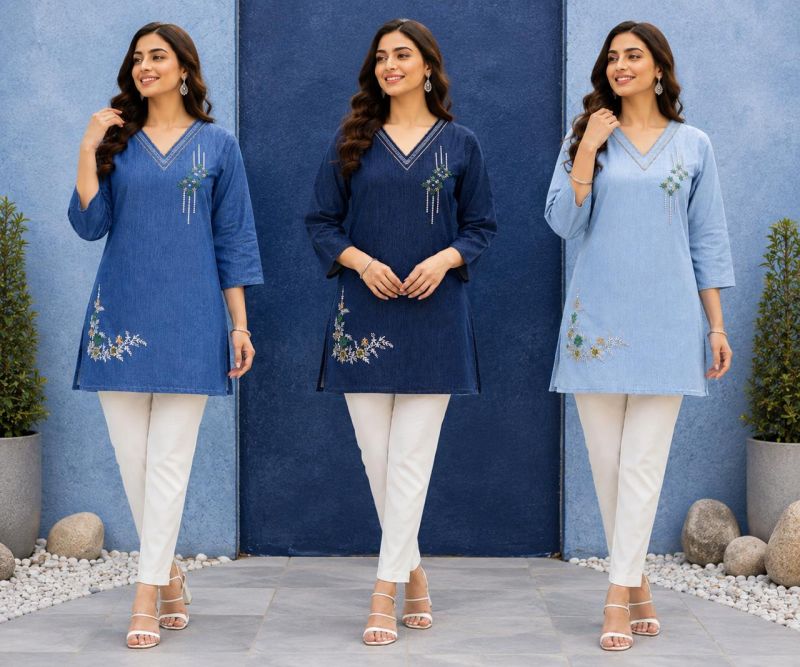 Tlc Vol 98 Denim Embroidered Kurti Catalog — Kurti wholesale from Surat — view 4