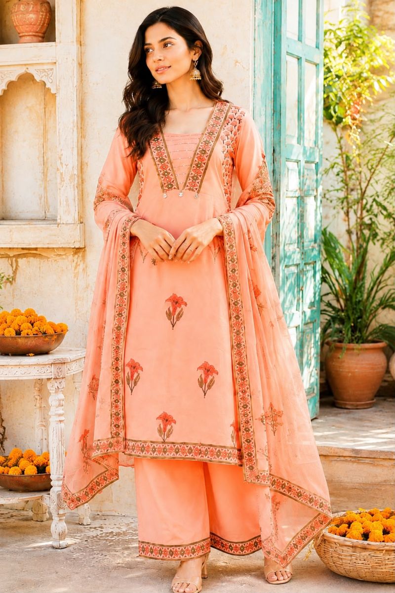 Tlc Vol 99 Cotton Hand Work Kurti With Bottom Dupatta Set — Wholesale Kurtis wholesale from Surat — view 2