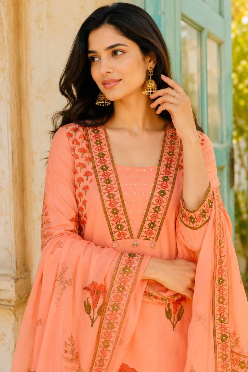 Tlc Vol 99 Cotton Hand Work Kurti With Bottom Dupatta Set — Wholesale Kurtis wholesale from Surat — view 3