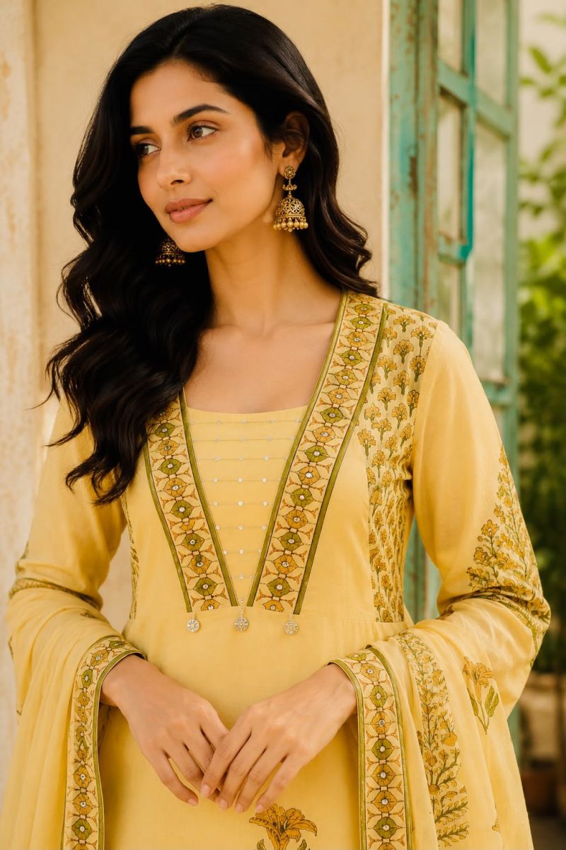 Tlc Vol 99 Cotton Hand Work Kurti With Bottom Dupatta Set — Wholesale Kurtis wholesale from Surat — view 4