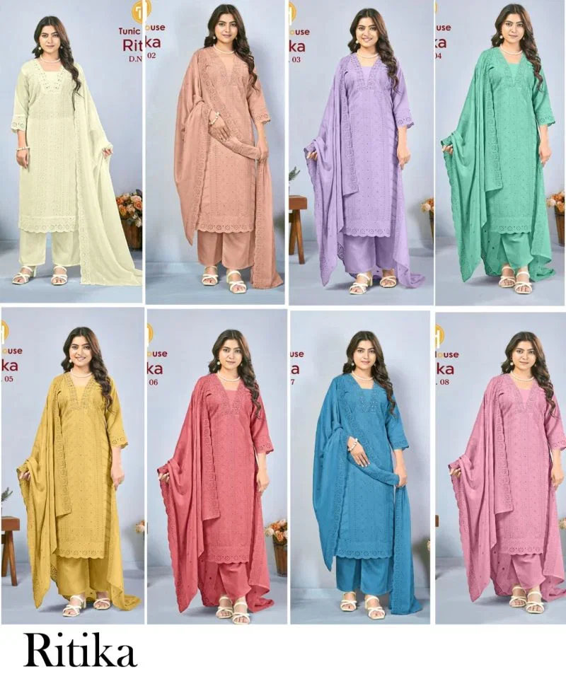 Tunic House Ritika Plus Size Cotton Shiffly Handworked Kuti Set — Wholesale Readymade Suit, Tunic House wholesale from Surat — Photo 9