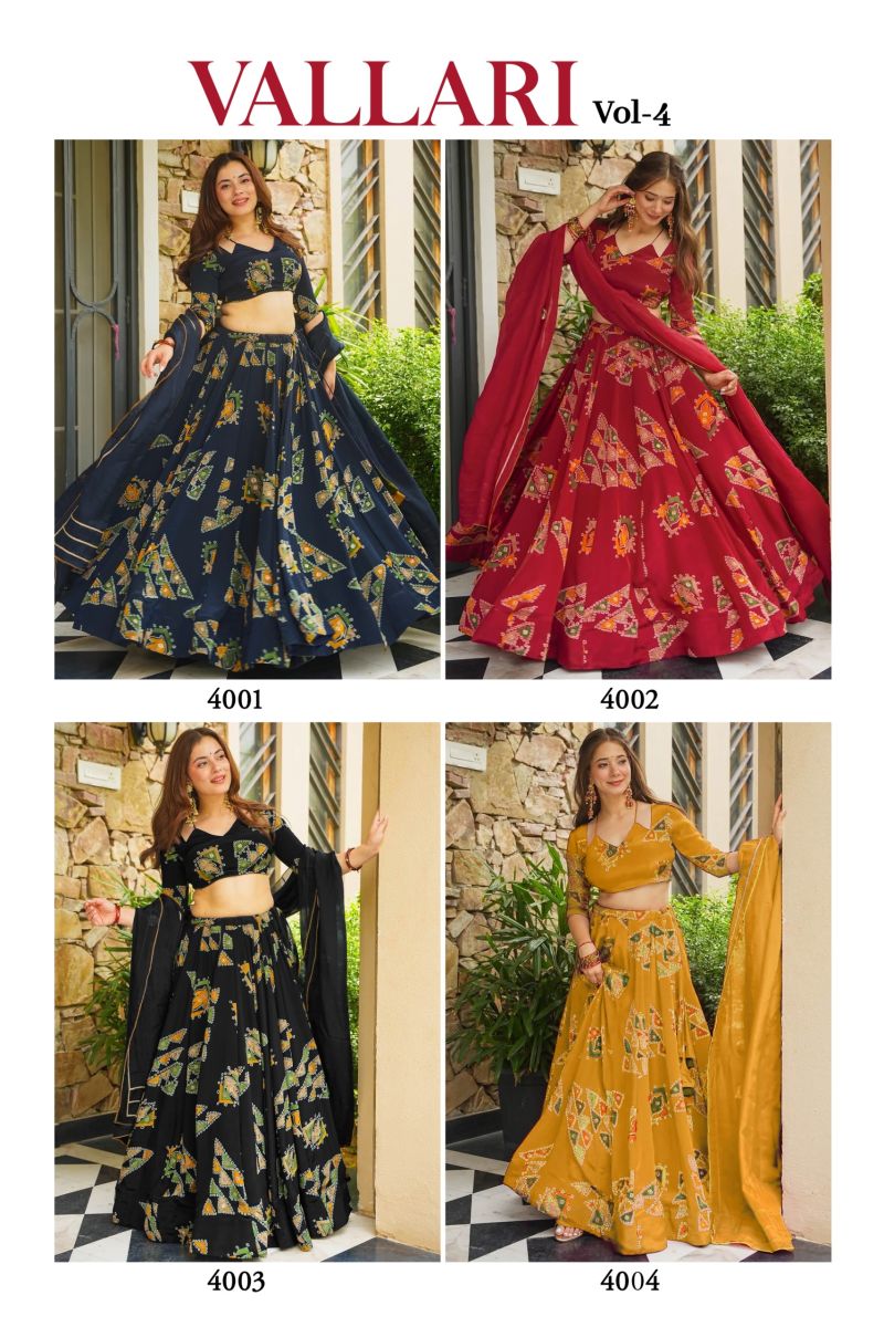 Vallari Vol 4 French Crepe Silk Digital Printed Designer Lehenga Choli Catalog — Wholesale Lehenga, Vardan Ethnic wholesale from Surat — view 10