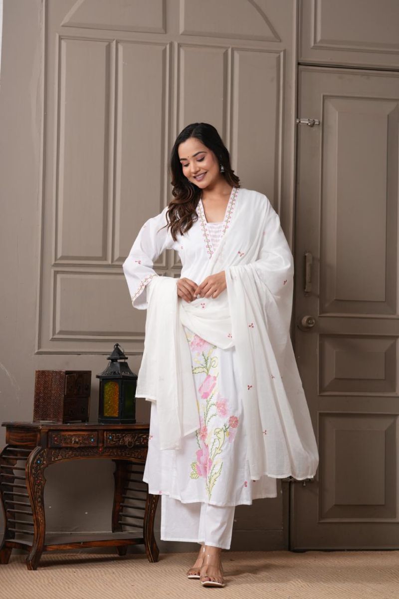 Vani Vol 2 Cotton Embroidered Kurti With Bottom Dupatta Catalog