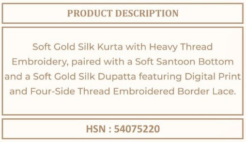 Vinay Kuleesh Alankar Gold Silk Embroidered Salwar Kameez — Wholesale Dress Material wholesale from Surat — view 4