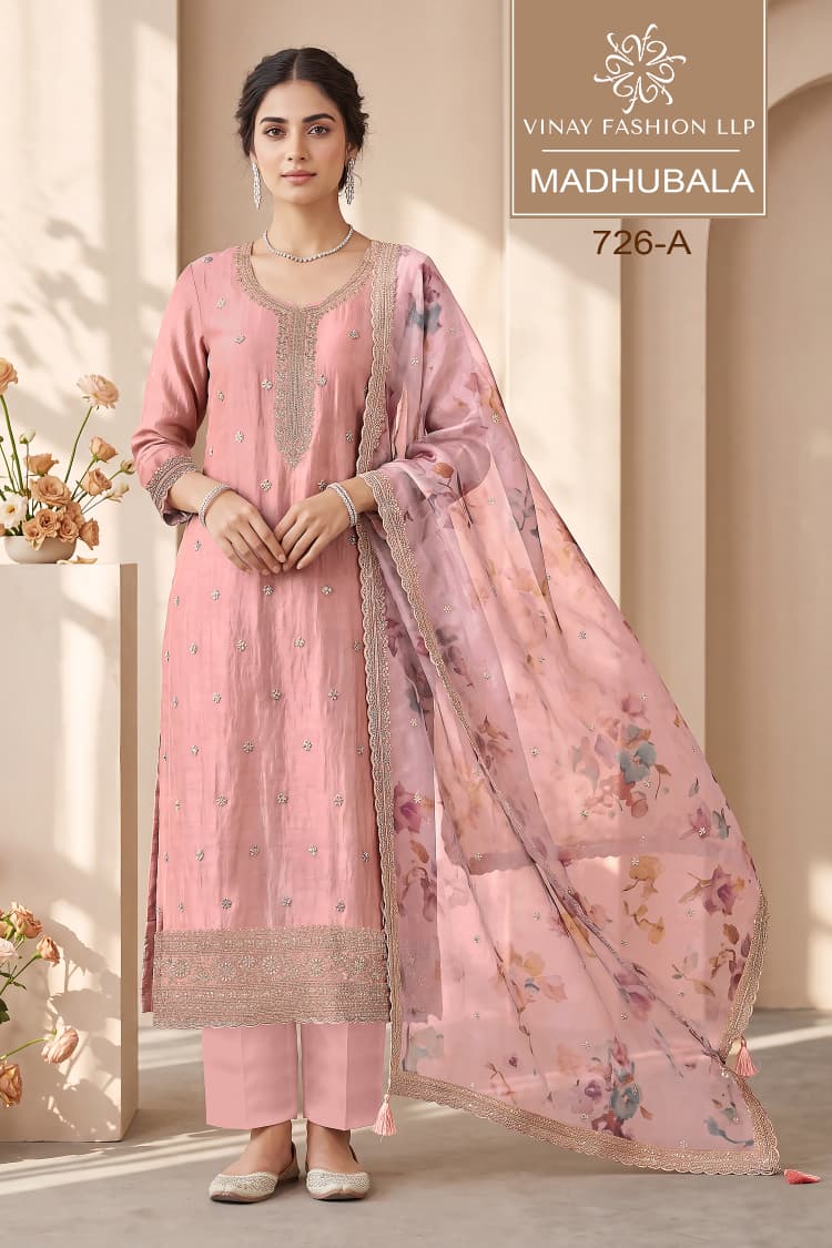 Vinay Kuleesh Madhubala Gold Silk Zari Embroidered Salwar Kameez — Wholesale Dress Material wholesale from Surat — view 3