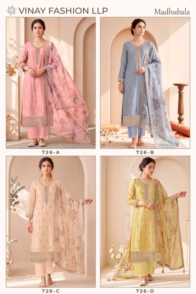 Vinay Kuleesh Madhubala Gold Silk Zari Embroidered Salwar Kameez — Wholesale Dress Material wholesale from Surat — view 6