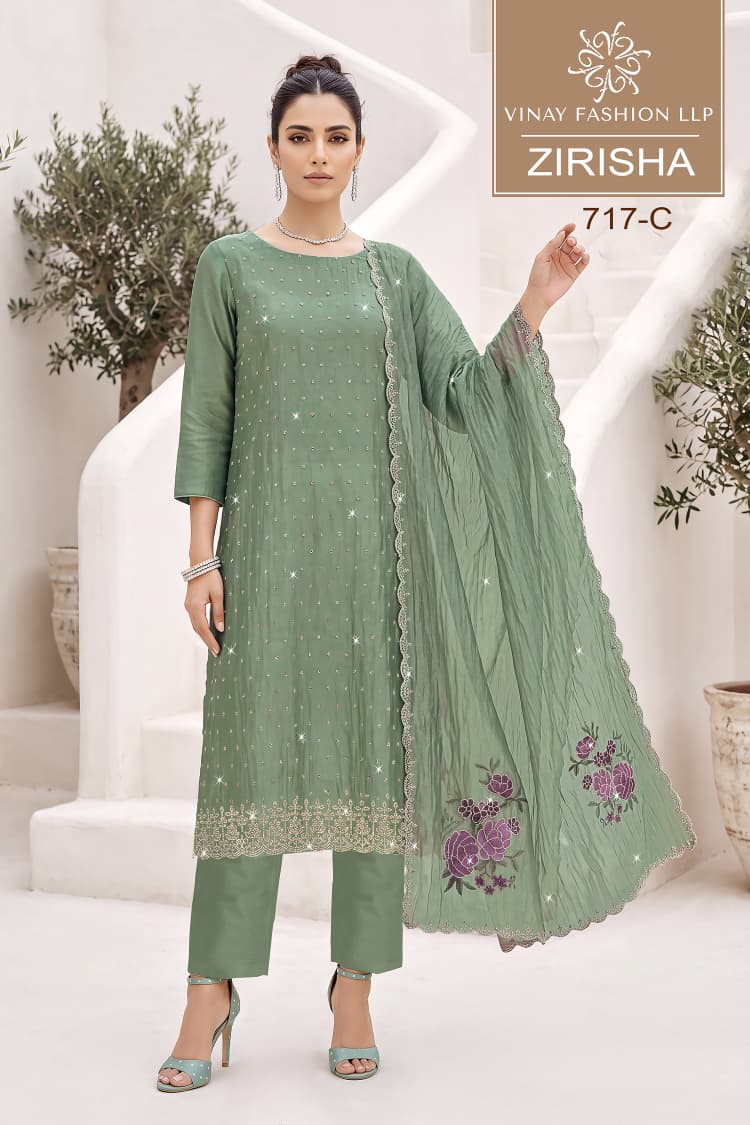 Vinay Kuleesh Zirisha Gold Silk Jarkan Salwar Kameez