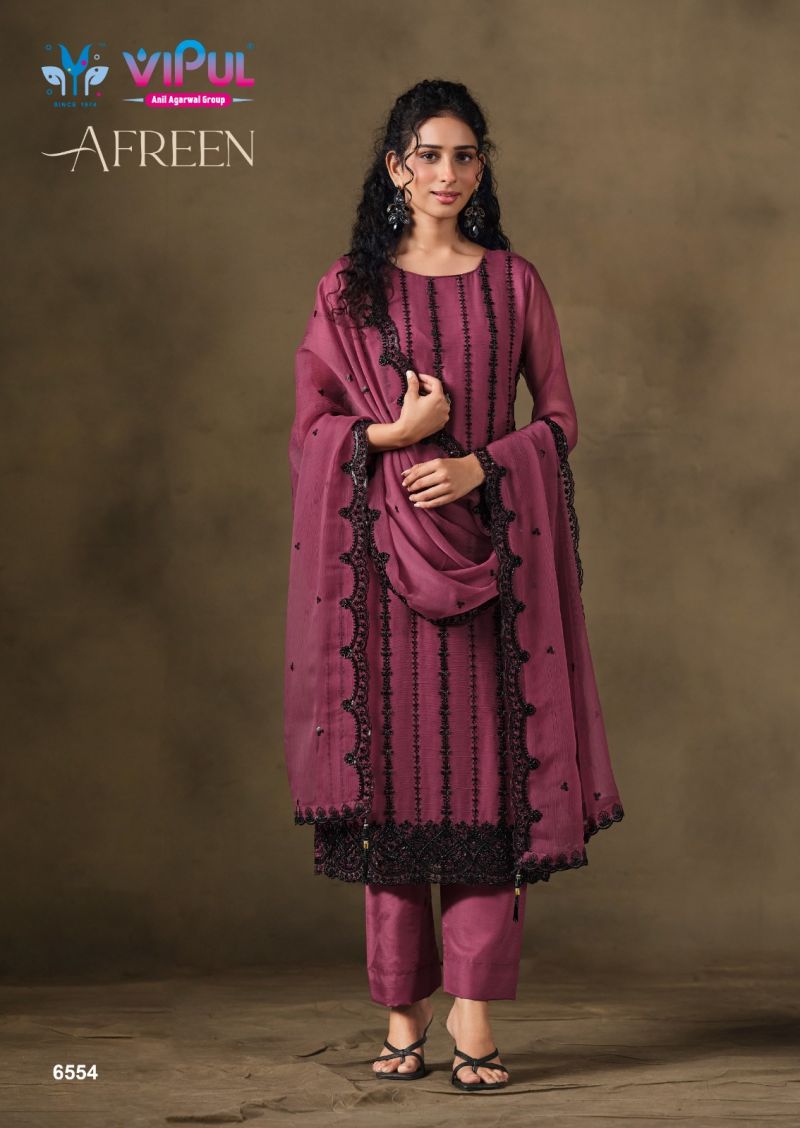 Vipul Afreen Crinkle Chiffon Beads Work Salwar Kameez