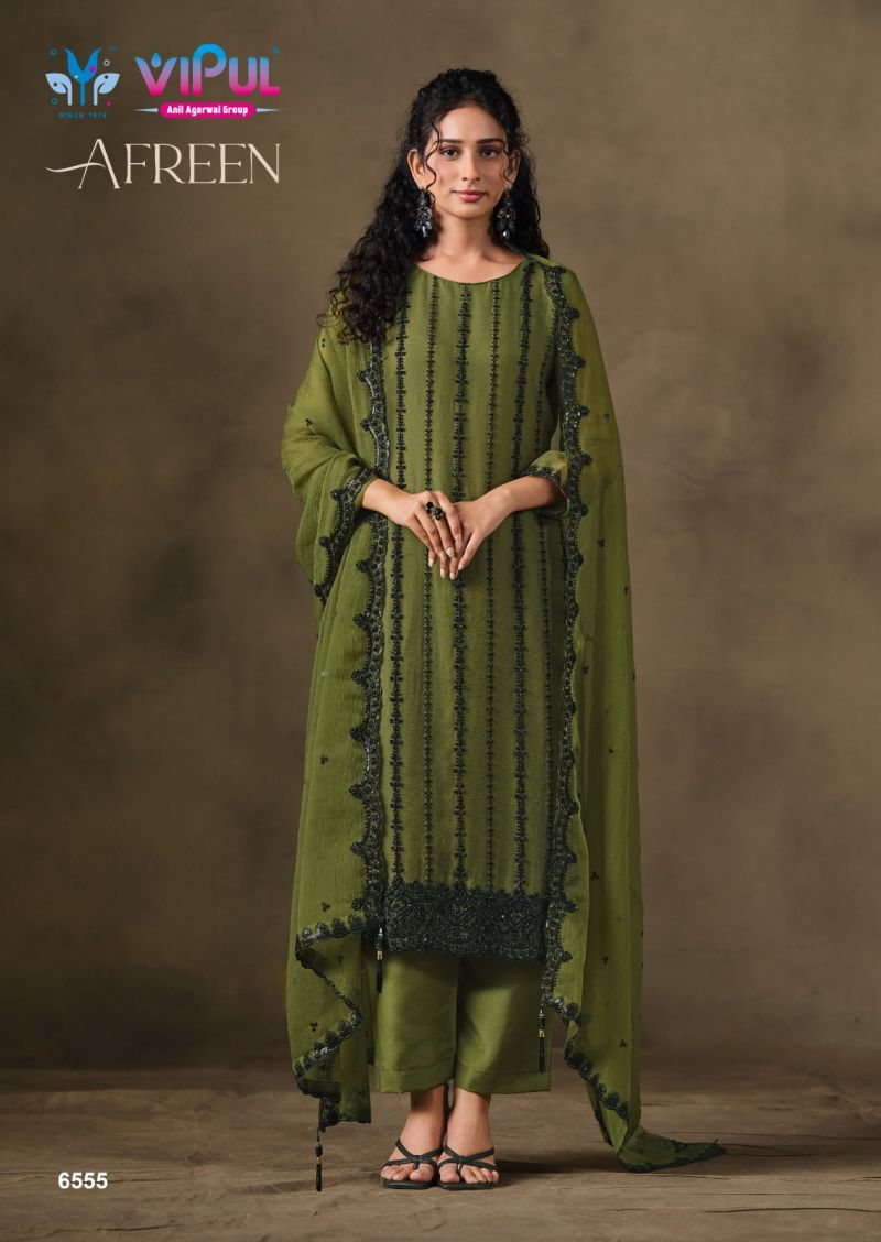 Vipul Afreen Crinkle Chiffon Beads Work Salwar Kameez — Wholesale Salwar Suits, Vipul wholesale from Surat — view 6