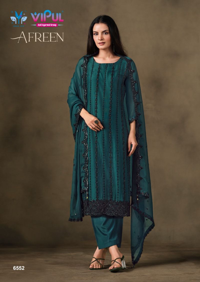 Vipul Afreen Crinkle Chiffon Beads Work Salwar Kameez — Wholesale Salwar Suits, Vipul wholesale from Surat — view 5
