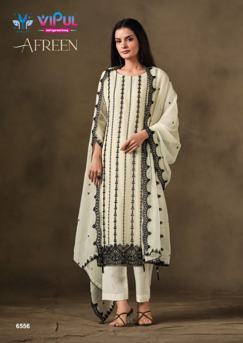 Vipul Afreen Crinkle Chiffon Beads Work Salwar Kameez — Wholesale Salwar Suits, Vipul wholesale from Surat — view 3