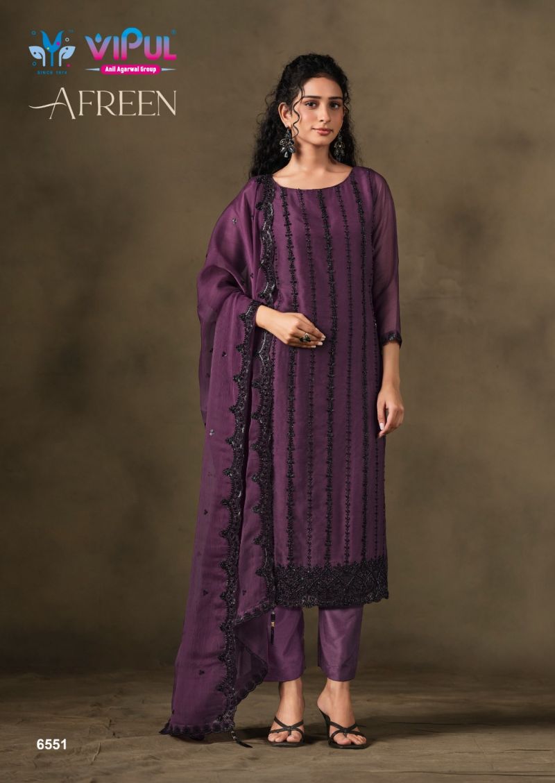 Vipul Afreen Crinkle Chiffon Beads Work Salwar Kameez — Wholesale Salwar Suits, Vipul wholesale from Surat — view 2