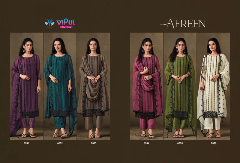 Vipul Afreen Crinkle Chiffon Beads Work Salwar Kameez — Wholesale Salwar Suits, Vipul wholesale from Surat — view 7