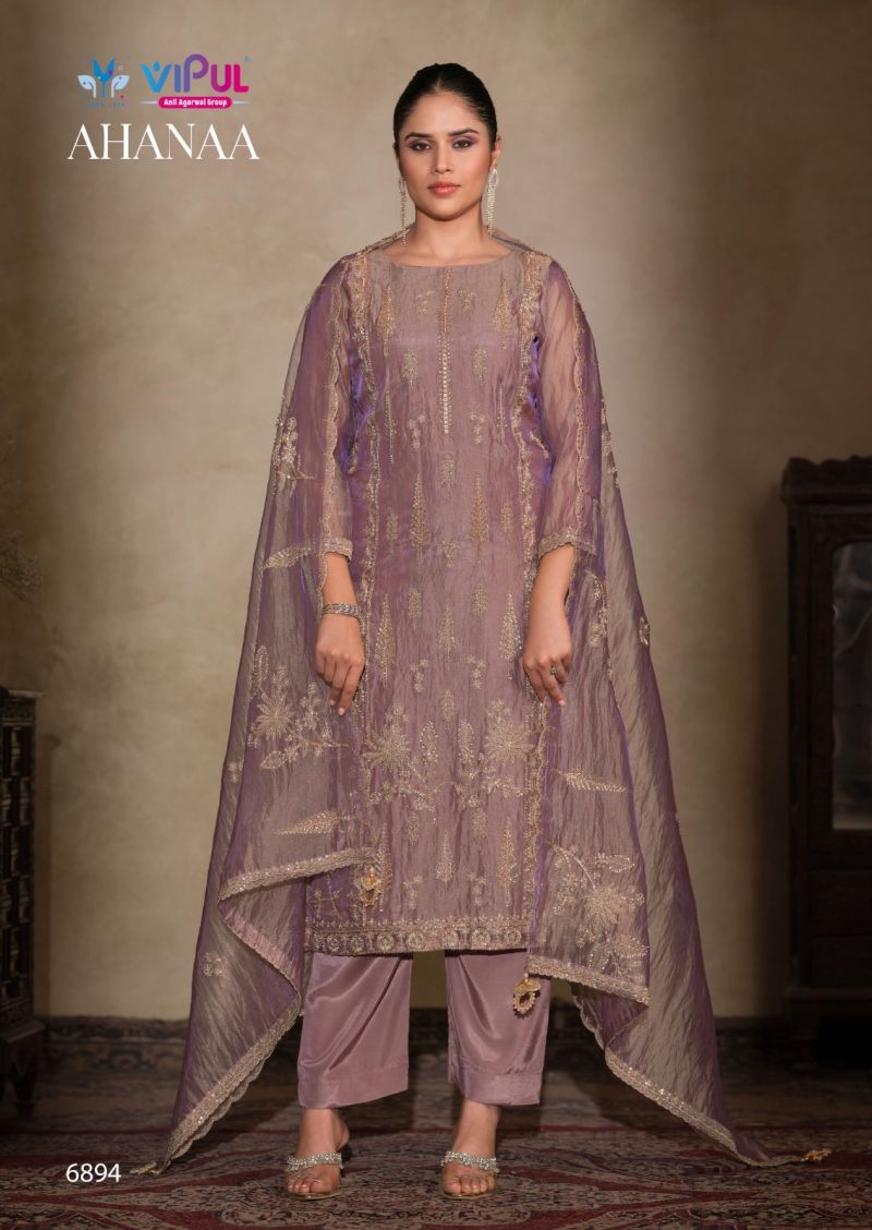 Vipul Ahanaa Catonic Silk Organza Beads Work Salwar Kameez — Wholesale Pakistani Suits, Vipul Designer wholesale from Surat — view 6