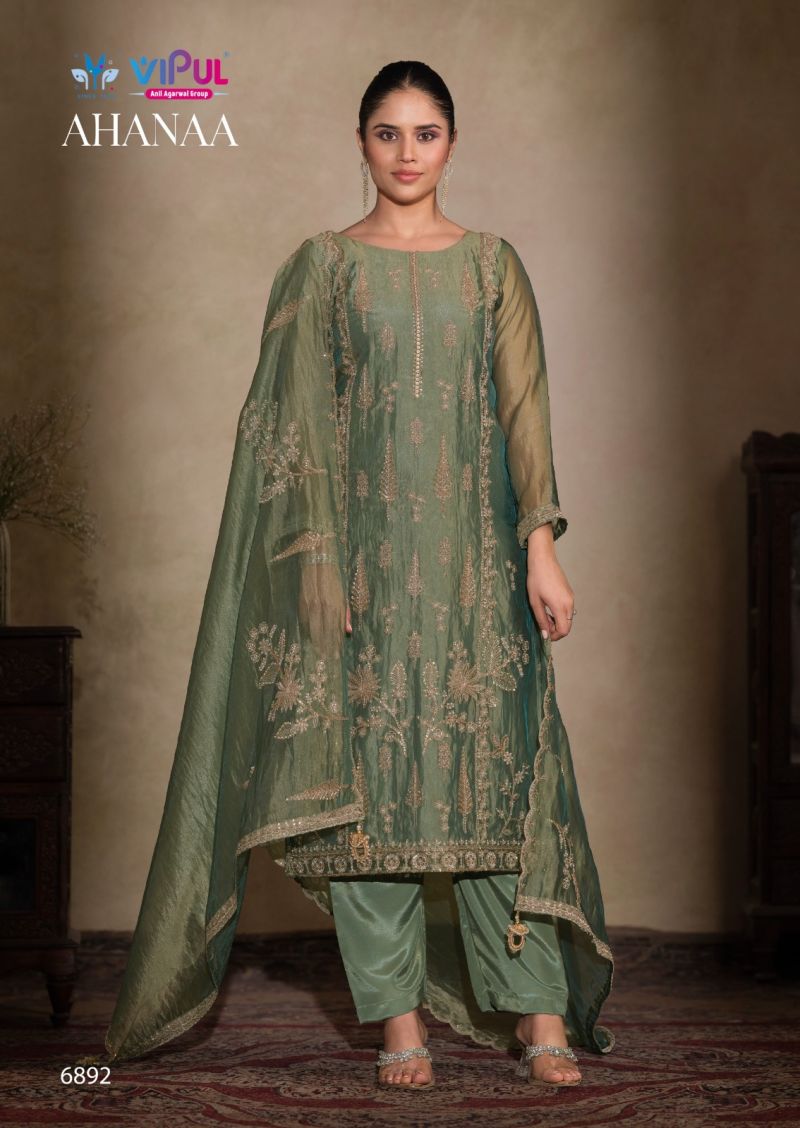 Vipul Ahanaa Catonic Silk Organza Beads Work Salwar Kameez — Wholesale Pakistani Suits, Vipul Designer wholesale from Surat — view 5