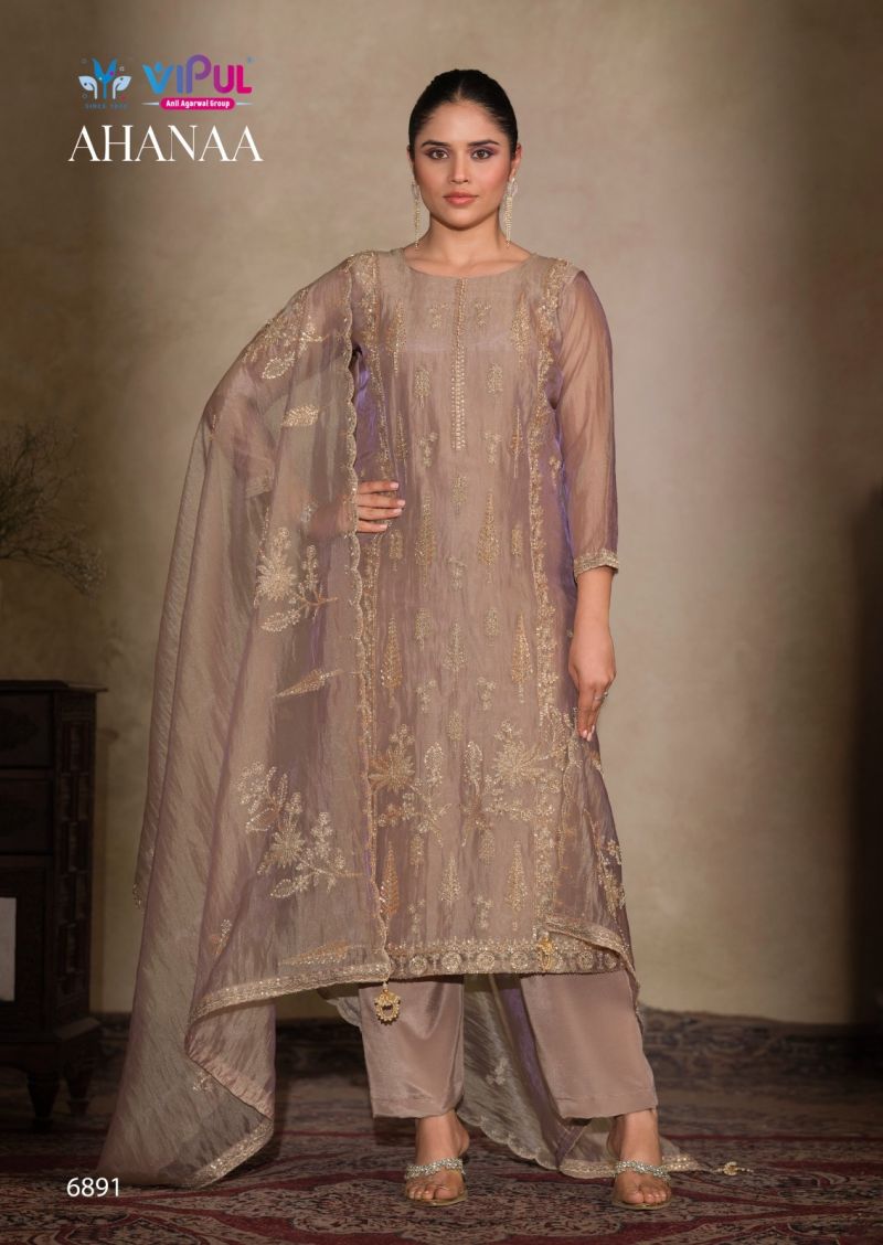 Vipul Ahanaa Catonic Silk Organza Beads Work Salwar Kameez — Wholesale Pakistani Suits, Vipul Designer wholesale from Surat — view 4