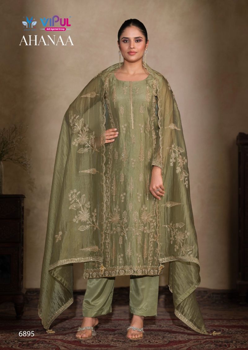 Vipul Ahanaa Catonic Silk Organza Beads Work Salwar Kameez