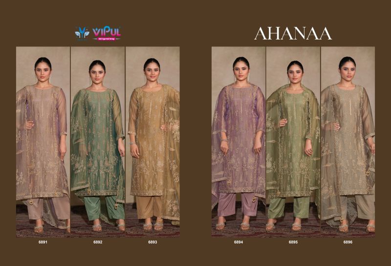 Vipul Ahanaa Catonic Silk Organza Beads Work Salwar Kameez — Wholesale Pakistani Suits, Vipul Designer wholesale from Surat — view 7