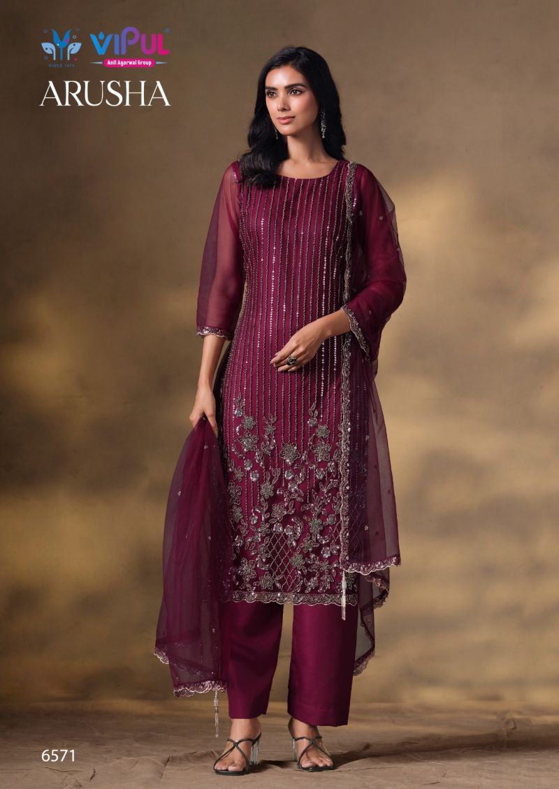 Vipul Arusha Net Heavy Beads Work Salwar Kameez Catalog — Wholesale Dress Material, Vardan Ethnic wholesale from Surat — view 2