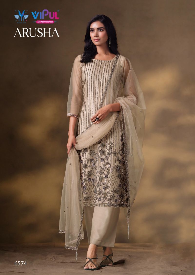 Vipul Arusha Net Heavy Beads Work Salwar Kameez Catalog — Wholesale Dress Material, Vardan Ethnic wholesale from Surat — view 3