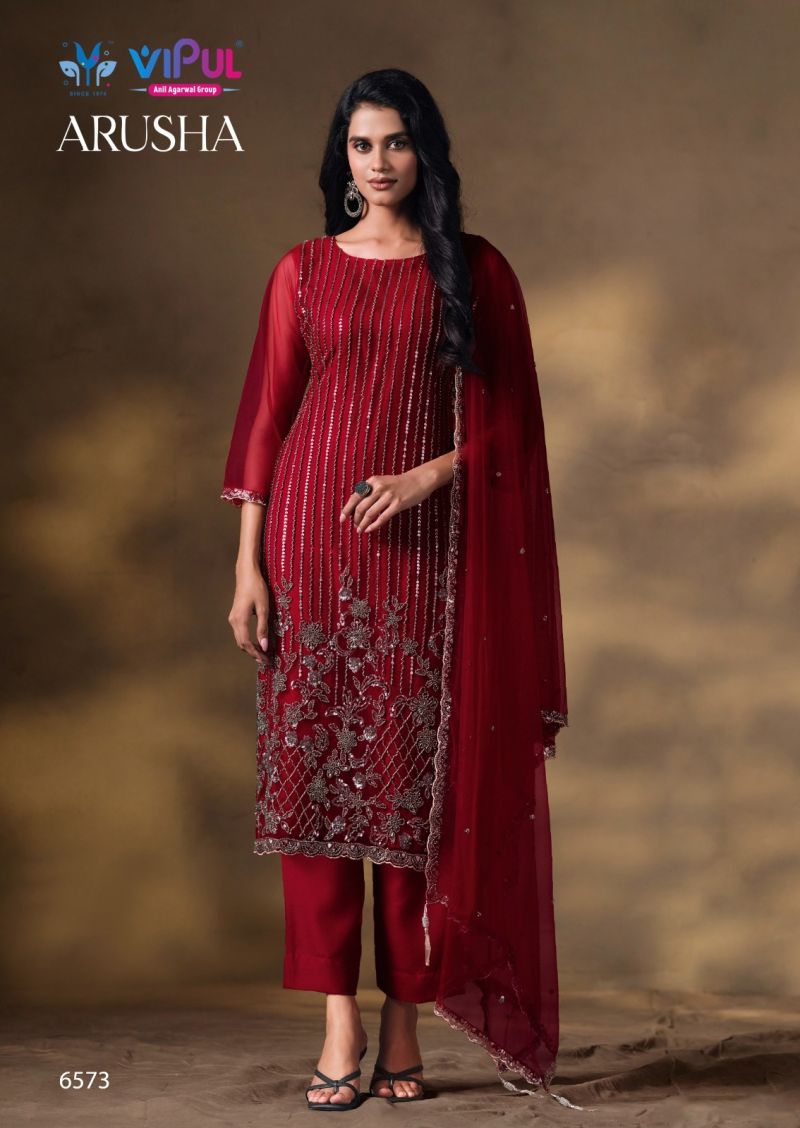 Vipul Arusha Net Heavy Beads Work Salwar Kameez Catalog — Wholesale Dress Material, Vardan Ethnic wholesale from Surat — view 4