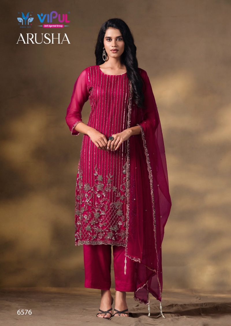Vipul Arusha Net Heavy Beads Work Salwar Kameez Catalog — Wholesale Dress Material, Vardan Ethnic wholesale from Surat — view 5