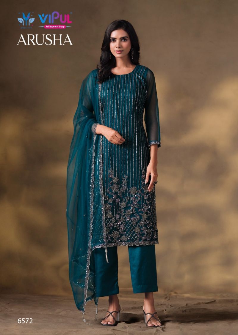 Vipul Arusha Net Heavy Beads Work Salwar Kameez Catalog — Wholesale Dress Material, Vardan Ethnic wholesale from Surat — view 6