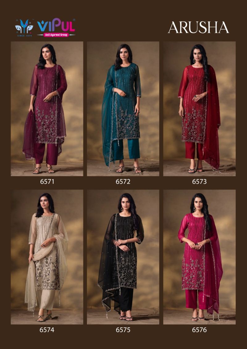 Vipul Arusha Net Heavy Beads Work Salwar Kameez Catalog — Wholesale Dress Material, Vardan Ethnic wholesale from Surat — view 8