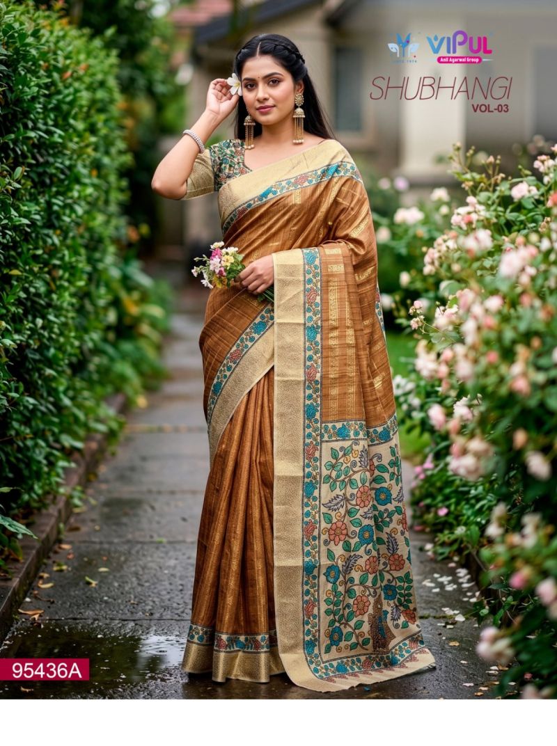 Vipul Shubhangi Vol 3 Soft Silk Printed Saree Catalog — Festival Sarees, Vardan Ethnic wholesale from Surat — view 3