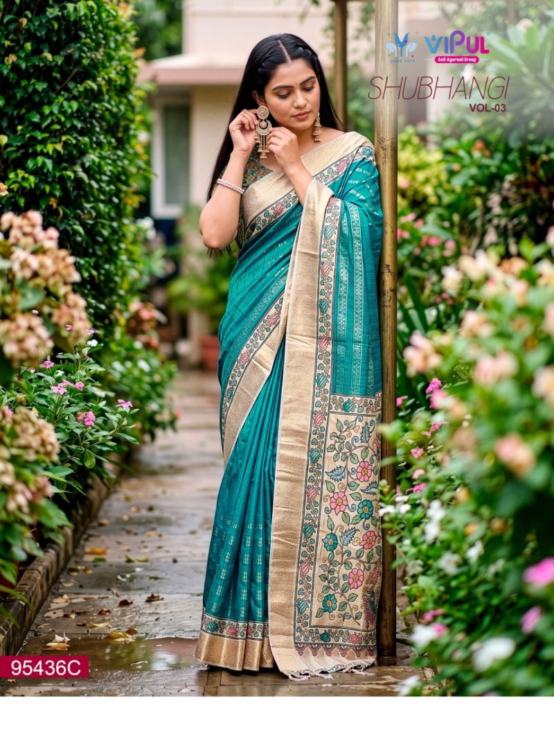 Vipul Shubhangi Vol 3 Soft Silk Printed Saree Catalog — Festival Sarees, Vardan Ethnic wholesale from Surat — view 4