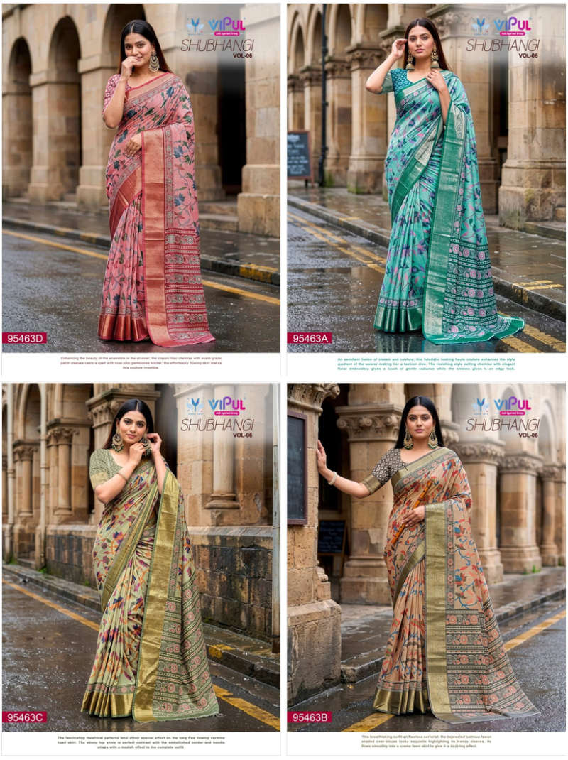 Vipul Shubhangi Vol 6 Soft Silk Printed Saree Catalog — Festival Sarees, Vardan Ethnic wholesale from Surat — view 5