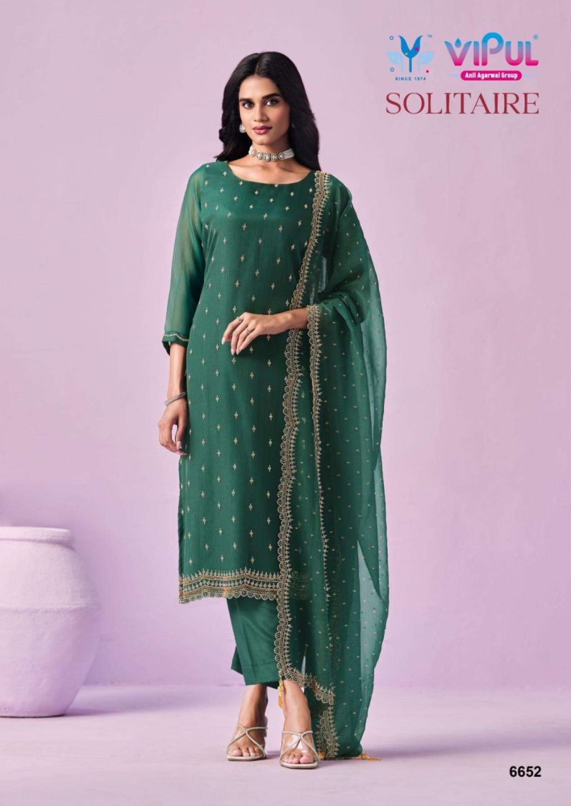 Vipul Solitaire Crinkle Chiffon Swarovski And Beads Work Salwar Kameez — Wholesale Dress Material, Vardan Ethnic wholesale from Surat — view 2