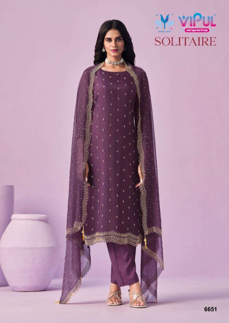 Vipul Solitaire Crinkle Chiffon Swarovski And Beads Work Salwar Kameez — Wholesale Dress Material, Vardan Ethnic wholesale from Surat — view 3