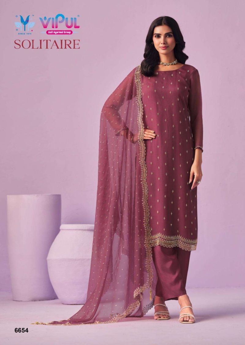 Vipul Solitaire Crinkle Chiffon Swarovski And Beads Work Salwar Kameez — Wholesale Dress Material, Vardan Ethnic wholesale from Surat — view 4