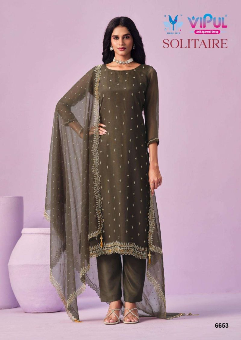 Vipul Solitaire Crinkle Chiffon Swarovski And Beads Work Salwar Kameez — Wholesale Dress Material, Vardan Ethnic wholesale from Surat — view 5