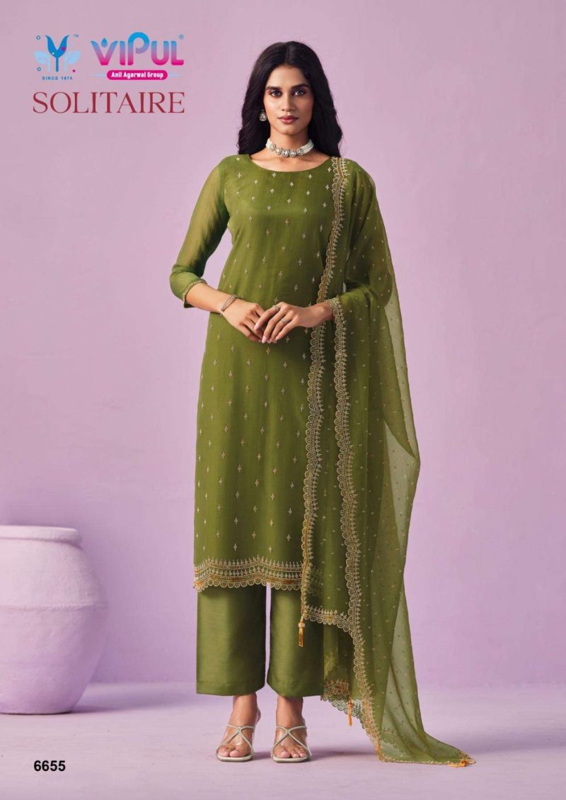 Vipul Solitaire Crinkle Chiffon Swarovski And Beads Work Salwar Kameez — Wholesale Dress Material, Vardan Ethnic wholesale from Surat — view 6