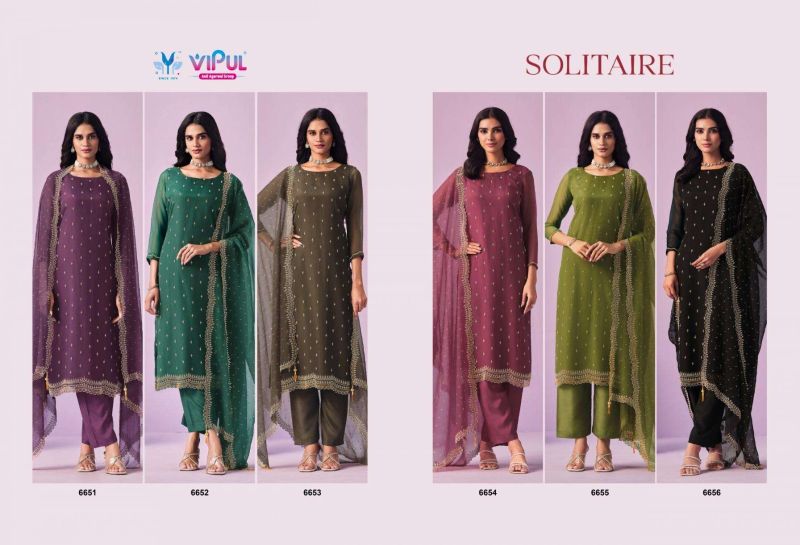 Vipul Solitaire Crinkle Chiffon Swarovski And Beads Work Salwar Kameez — Wholesale Dress Material, Vardan Ethnic wholesale from Surat — view 8
