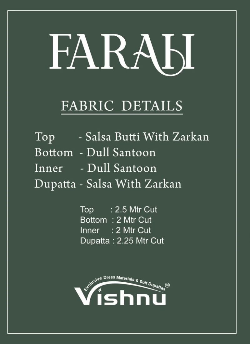Vishnu Farah Salsa Butti Zarkan Work Designer Dress Material — Wholesale Dress Material, Vishnu wholesale from Surat — view 8