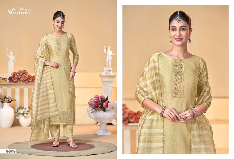 Vishnu Halima Banarasi Silk Beads Embroidered Dress Material Catalog — Wholesale Dress Material, Vardan Ethnic wholesale from Surat — view 3