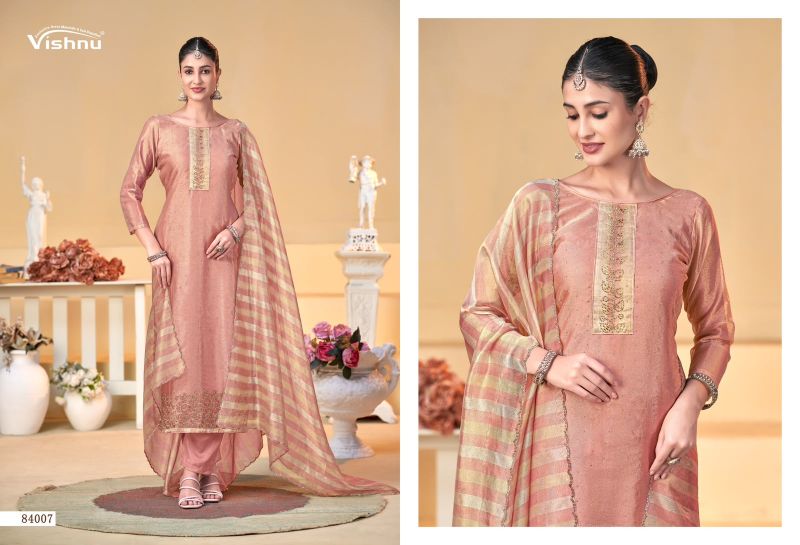 Vishnu Halima Banarasi Silk Beads Embroidered Dress Material Catalog — Wholesale Dress Material, Vardan Ethnic wholesale from Surat — view 4