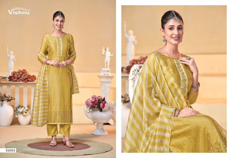 Vishnu Halima Banarasi Silk Beads Embroidered Dress Material Catalog — Wholesale Dress Material, Vardan Ethnic wholesale from Surat — view 5