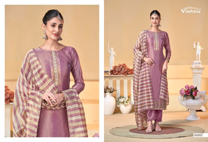 Vishnu Halima Banarasi Silk Beads Embroidered Dress Material Catalog — Wholesale Dress Material, Vardan Ethnic wholesale from Surat — view 6